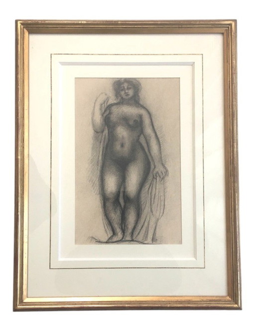 Frame Print Naakte vrouw bij de Draperie van Aristide Maillol