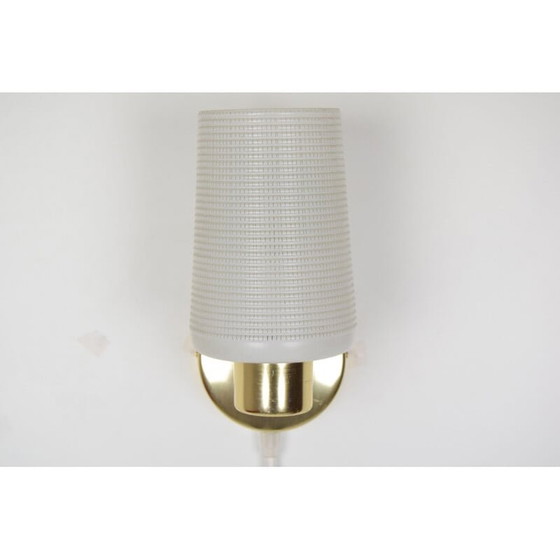 Image 1 of Vintage wandlamp van glas en messing, Tsjecho-Slowakije 1960