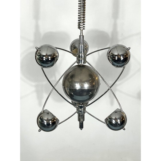 Image 1 of Vintage chromen kroonluchter van Goffredo Reggiani, 1950