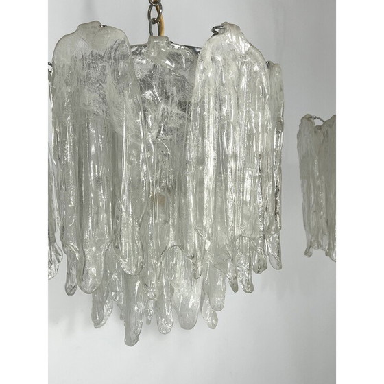 Image 1 of Paar oude Murano Mazzega glazen kroonluchters, 1970
