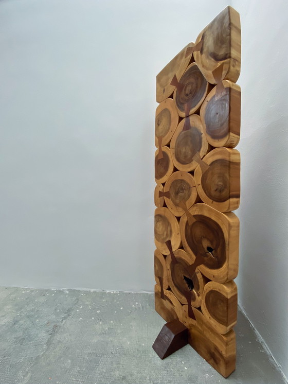 Image 1 of Massive Suar Hout sculptuur, scheidingswanddecoratie uit de jaren 70, 178 cm