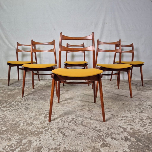 Habeo 'Boomerang' Vintage Jaren 60 Eetkamerstoelen Teak