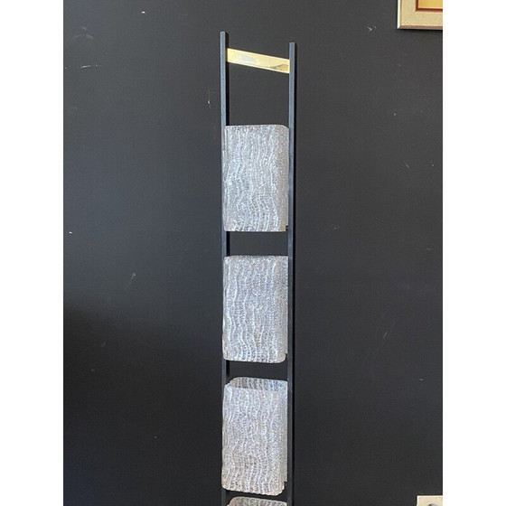 Image 1 of Vintage metalen vloerlamp met 4 glazen kappen van Maison Arlus, 1950