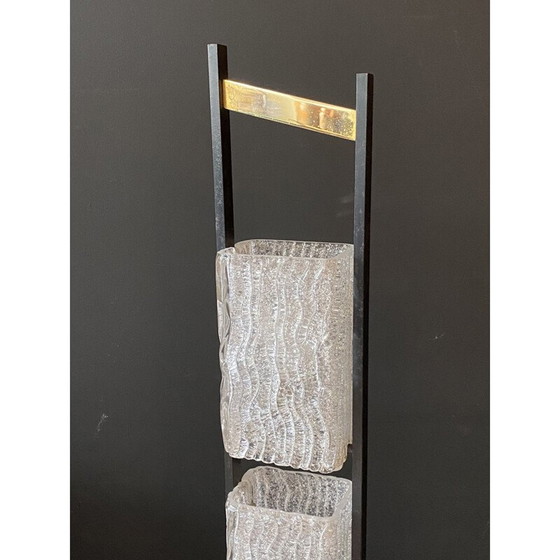 Image 1 of Vintage metalen vloerlamp met 4 glazen kappen van Maison Arlus, 1950