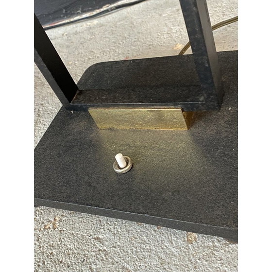 Image 1 of Vintage metalen vloerlamp met 4 glazen kappen van Maison Arlus, 1950