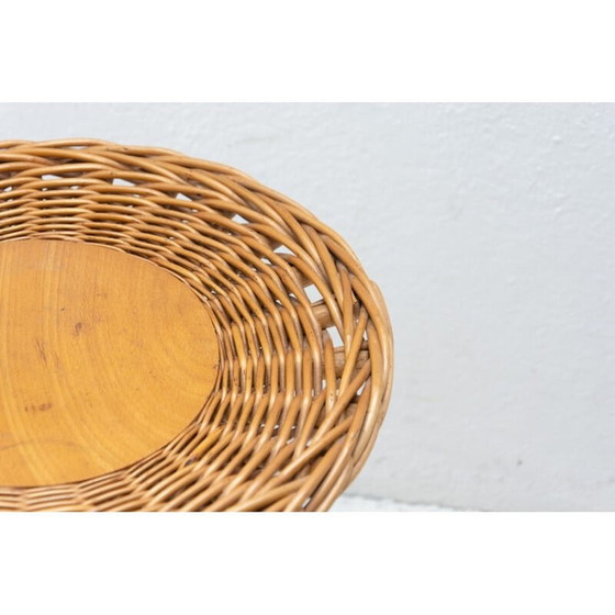 Image 1 of Mid century rotan kruk van Jan Kalous voor Úluv, Tsjecho-Slowakije 1960