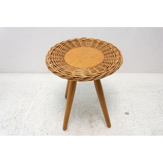 Image 1 of Mid century rotan kruk van Jan Kalous voor Úluv, Tsjecho-Slowakije 1960