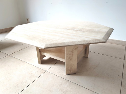 Vintage Hexagon Travertine salontafel 