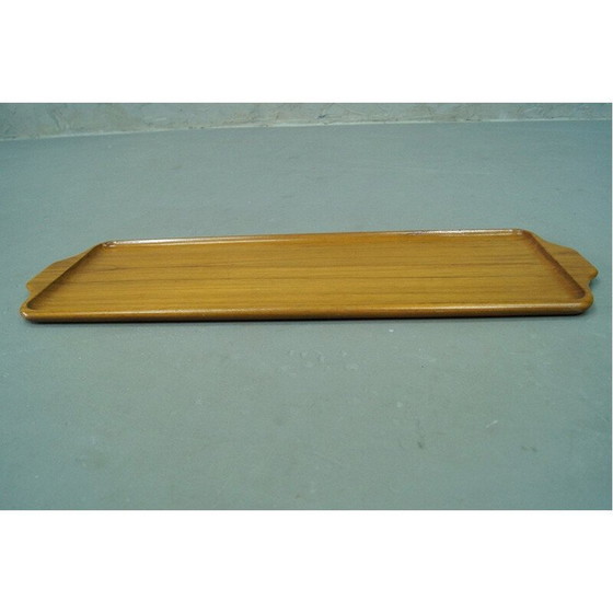 Image 1 of Paar vintage Scandinavische massief teakhouten dienbladen van Karl Holmberg AB, Zweden 1960