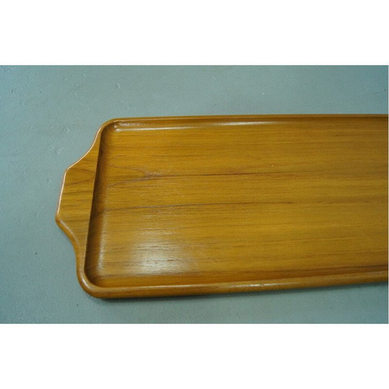 Image 1 of Paar vintage Scandinavische massief teakhouten dienbladen van Karl Holmberg AB, Zweden 1960