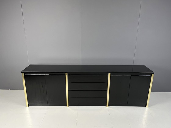 Image 1 of Vintage zwart gelakt dressoir, jaren 1980