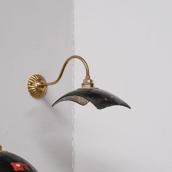 Image 1 of Vintage Mercurius reflecterend glas en messing wandlampen, Engeland