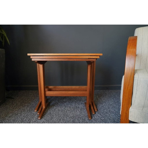 Trestle vintage nesttafels in teak, Denemarken