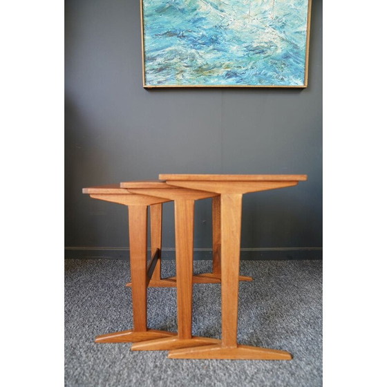 Image 1 of Trestle vintage nesttafels in teak, Denemarken