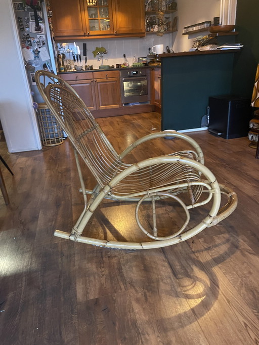 Vintage Rotan Schommelstoel 