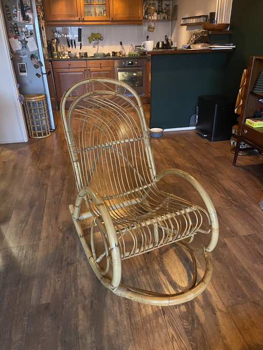 Vintage Rotan Schommelstoel 