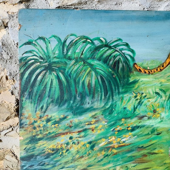 Image 1 of Vintage schilderij met 3 tijgers