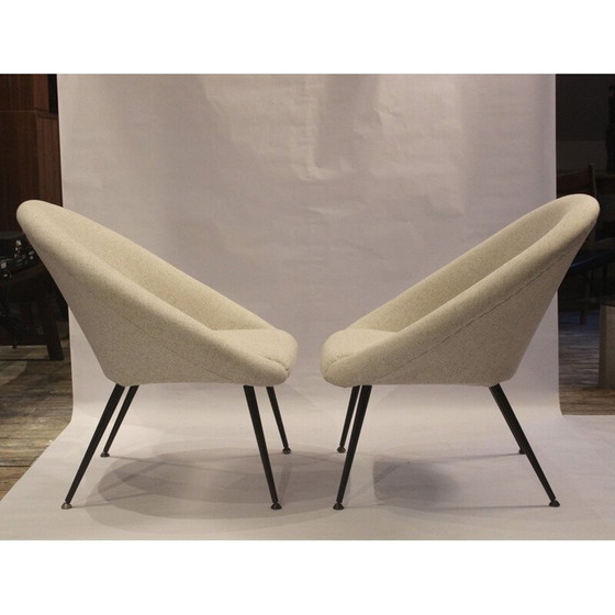 Image 1 of Paar vintage fauteuils "Ewa" in gebroken witte stof, Polen 1970