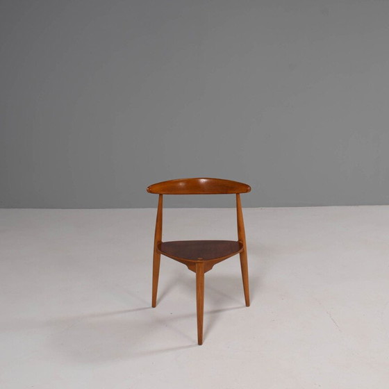Image 1 of Vintage FH4103 beukenhout & teak hart stoel van Hans Wegner voor Fritz Hansen, 1950