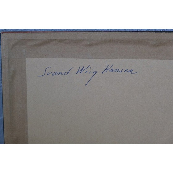 Image 1 of Vintage postmoderne houtsnede door Sven Wiig Larsen, Denemarken 1954