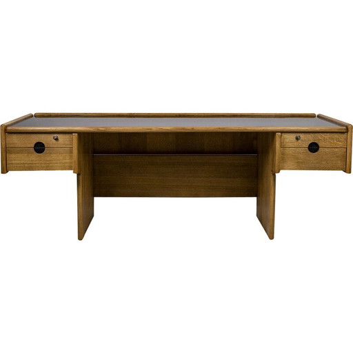 Vintage rechthoekig eikenhouten bureau, 1970