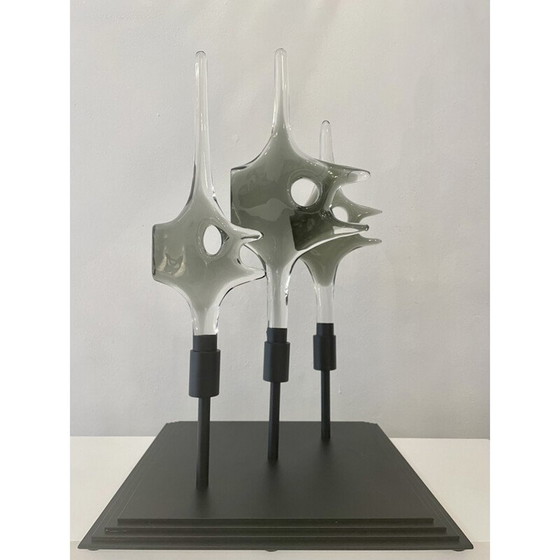 Image 1 of Vintage School of Fish glas en houten sculptuur van Livio Seguso, 1970