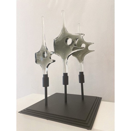 Image 1 of Vintage School of Fish glas en houten sculptuur van Livio Seguso, 1970