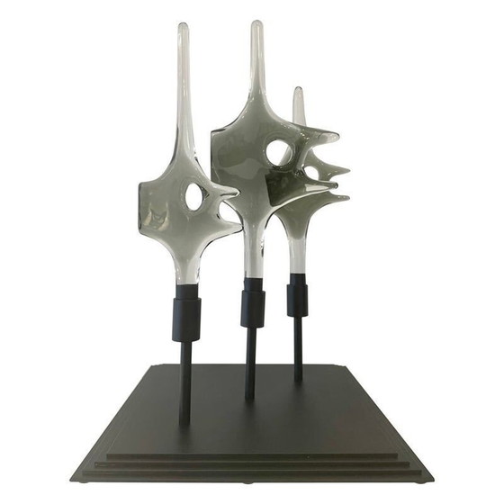 Image 1 of Vintage School of Fish glas en houten sculptuur van Livio Seguso, 1970