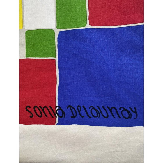 Image 1 of Vintage zeefdruk op stof door Sonia Delaunay voor Artcurial, 1975