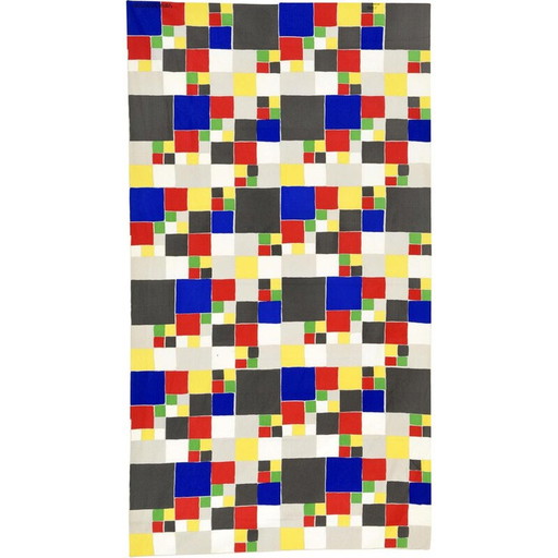 Vintage zeefdruk op stof door Sonia Delaunay voor Artcurial, 1975