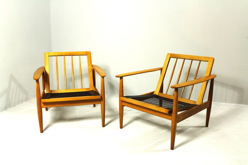 Set van twee houten loungestoelen, 1970S