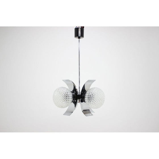 Image 1 of Vintage kroonluchter voor Elektroinstala Děčín van glas en metaal 1970