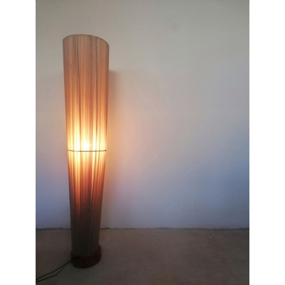 Image 1 of Italiaanse vintage vloerlamp van stof en hout, jaren 1960
