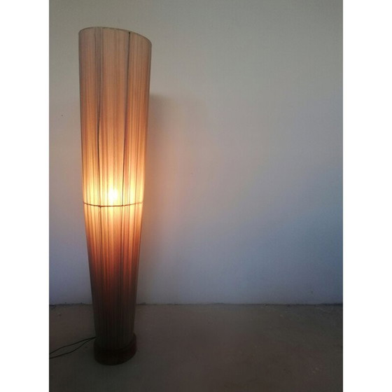Image 1 of Italiaanse vintage vloerlamp van stof en hout, jaren 1960