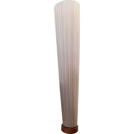 Italiaanse vintage vloerlamp van stof en hout, jaren 1960