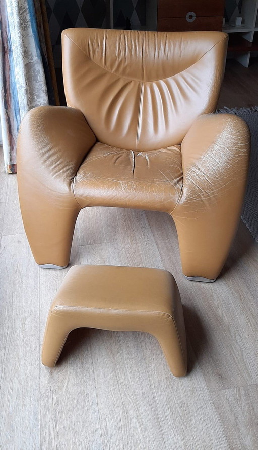 1X Leolux Echnaton Fauteuil En 1X Hocker