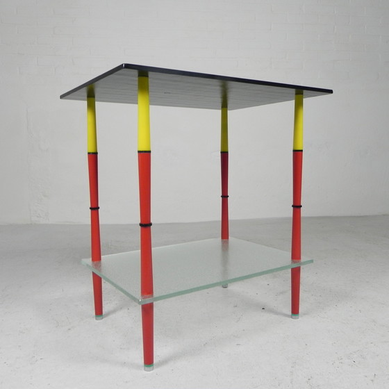 Image 1 of Arlecchino tafel met 2 glasplaten in de stijl van Edoardo Poli, jaren 50