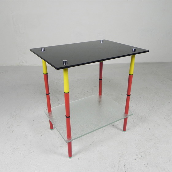 Image 1 of Arlecchino tafel met 2 glasplaten in de stijl van Edoardo Poli, jaren 50