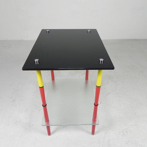 Image 1 of Arlecchino tafel met 2 glasplaten in de stijl van Edoardo Poli, jaren 50