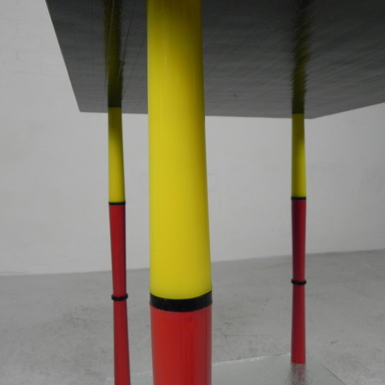 Image 1 of Arlecchino tafel met 2 glasplaten in de stijl van Edoardo Poli, jaren 50