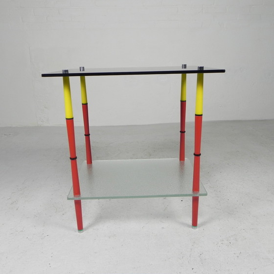 Image 1 of Arlecchino tafel met 2 glasplaten in de stijl van Edoardo Poli, jaren 50