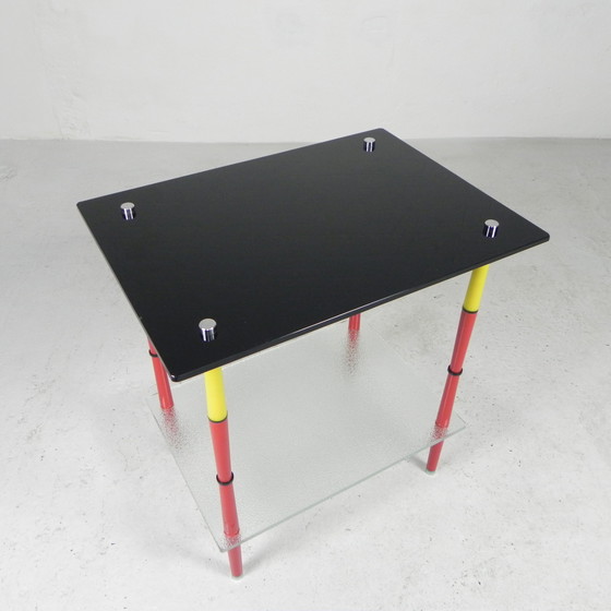 Image 1 of Arlecchino tafel met 2 glasplaten in de stijl van Edoardo Poli, jaren 50