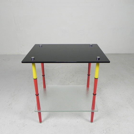 Image 1 of Arlecchino tafel met 2 glasplaten in de stijl van Edoardo Poli, jaren 50