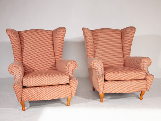 Image 1 of 2x Vintage Lounge Wingback Chairs,Italië