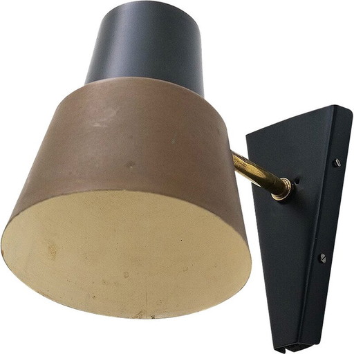 Vintage messing en koperen wandlamp, 1950