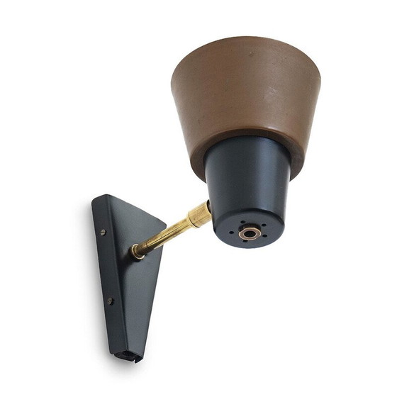 Image 1 of Vintage messing en koperen wandlamp, 1950