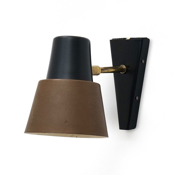 Image 1 of Vintage messing en koperen wandlamp, 1950