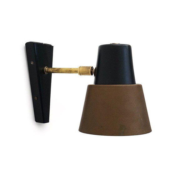 Image 1 of Vintage messing en koperen wandlamp, 1950