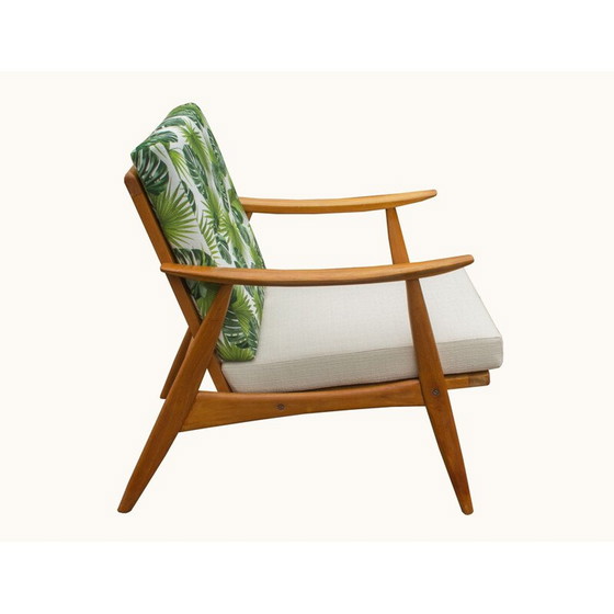 Image 1 of Vintage fauteuil in beukenhout, beige-groen 1960