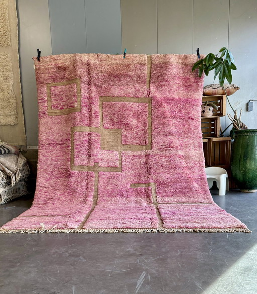 Roze Marokkaanse Mrirt Wollen Vloerkleed 250X350 Cm